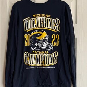 Champion Blue and Gold Michigan Football Shirt Unisex Large